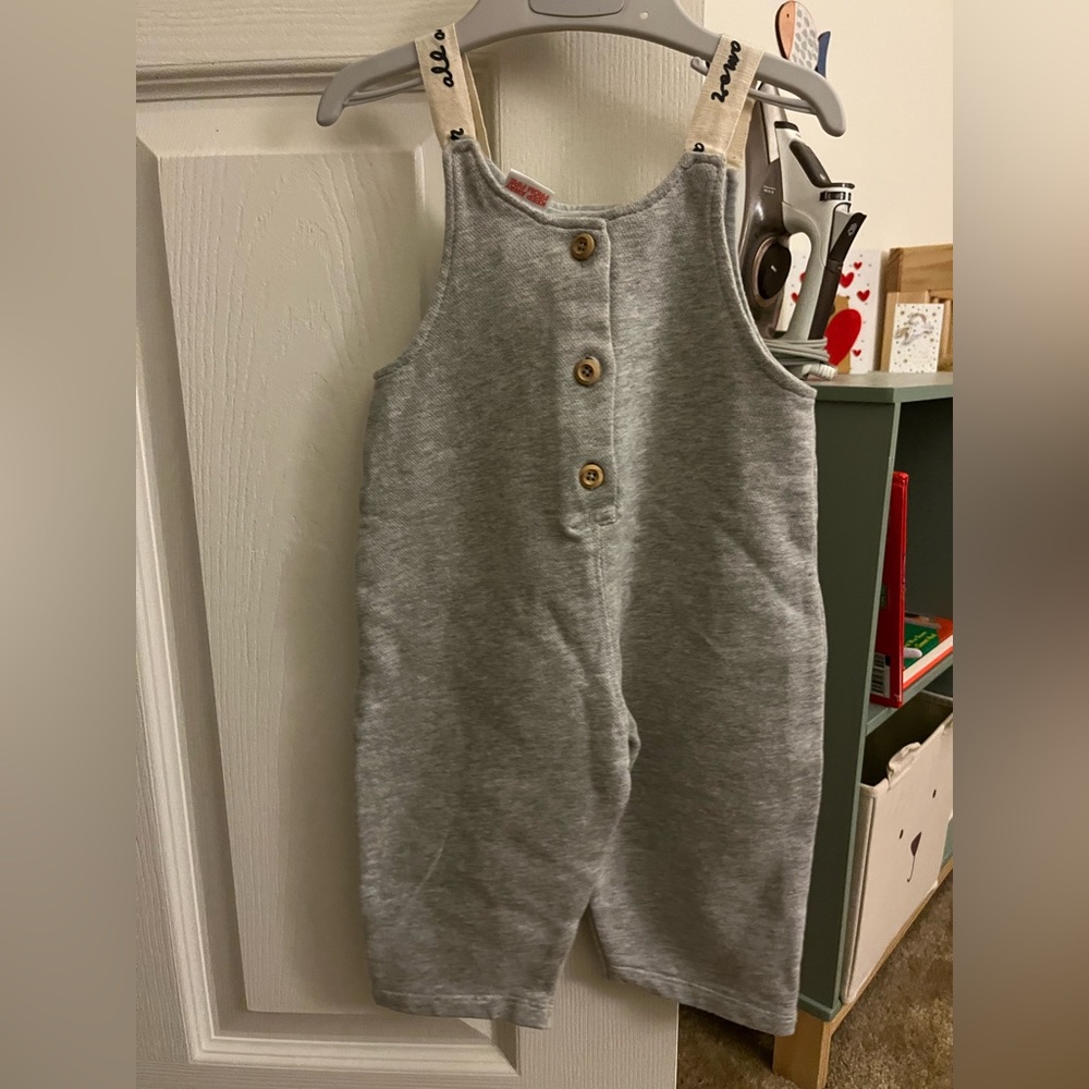 Gray Baby Plush Long Overalls